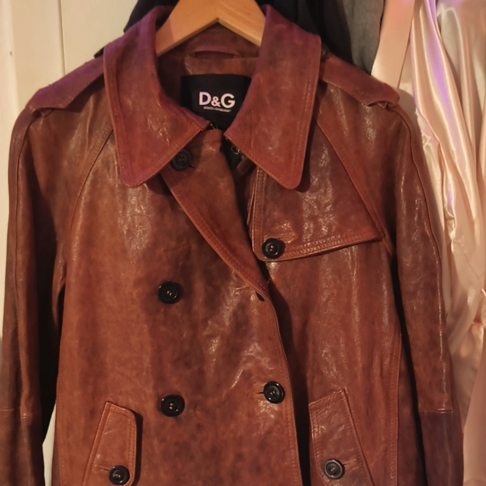 DOLCE & CABANA DOUBLE BREASTED WOMAN'S LEATHER PEACOAT
